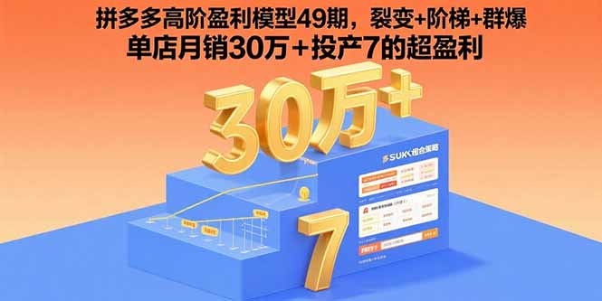 拼多多高阶盈利模型49期，裂变+阶梯+群爆  单店月销30万+投产7的超盈利-heixxmi