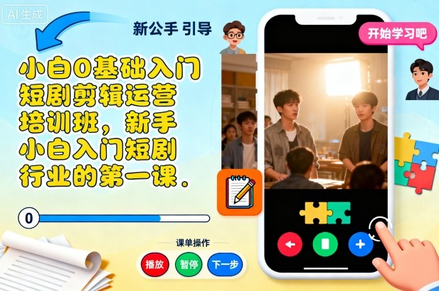 小白0基础入门短剧剪辑运营培训班，新手小白入门短剧行业的第一课-heixxmi