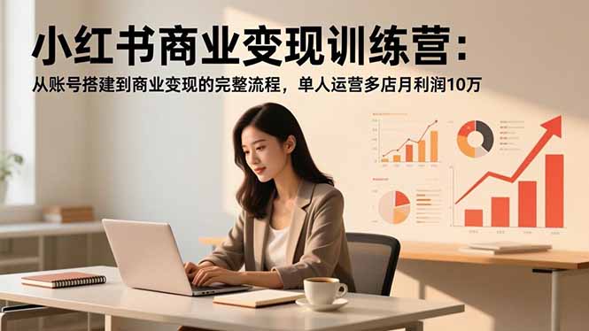 小红书商业变现训练营：从账号搭建到商业变现的完整流程，单人运营多店月利润10万-heixxmi