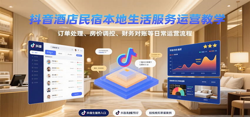 抖音酒店民宿本地生活服务运营教学，订单处理、房价调控、财务对账等日常运营流程-heixxmi