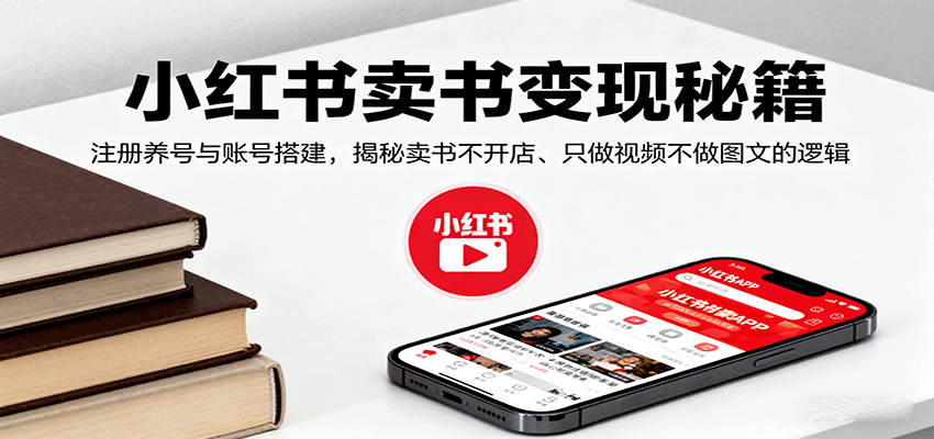 小红书卖书变现秘籍，注册养号与账号搭建，揭秘卖书不开店、只做视频不做图文的逻辑-heixxmi