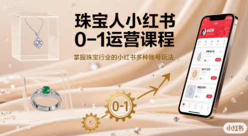 珠宝人小红书0-1运营课程，掌握珠宝行业的小红书多种账号玩法-heixxmi