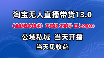 淘宝无人直播13.0，公域私域技术，不封号，不违规布局下半年旺季赛道，日入1K+(独家技术)【揭秘】-heixxmi