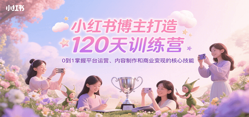 小红书博主打造120天训练营，0到1掌握平台运营、内容制作和商业变现-heixxmi