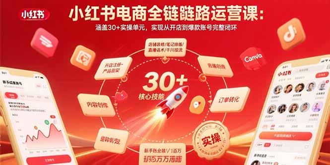 小红书电商全链路运营课：涵盖30+实操单元，实现从开店到爆款账号完整闭环-heixxmi