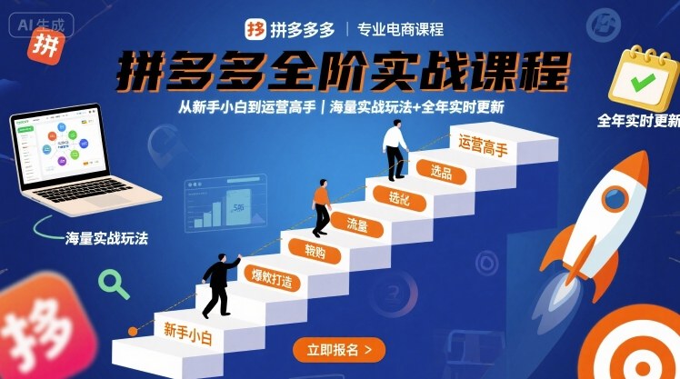 拼多多全阶实战课程，从新手小白到运营高手，海量实战玩法+全年实时更新【2025年10月更新】-heixxmi