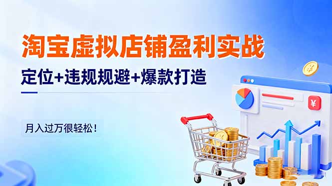 淘宝虚拟店铺盈利实战：定位+违规规避+爆款打造，月入过万很轻松！-heixxmi