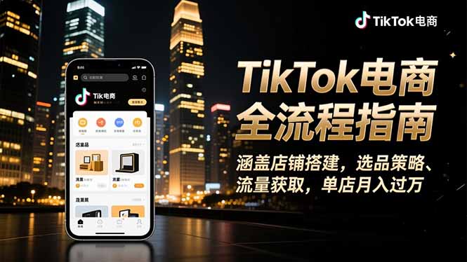 TikTok电商全流程指南，涵盖店铺搭建、选品策略、流量获取，单店月入过万-heixxmi