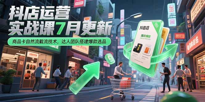 抖店运营实战课7月更新，商品卡自然流截流技术，达人团队搭建爆款选品-heixxmi