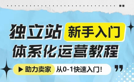 独立站新手入门体系化运营教程，助力独立站卖家从0-1快速入门!-heixxmi