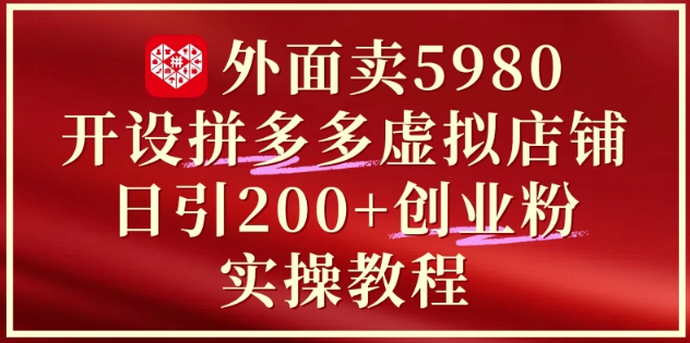 外面卖5980开设拼多多虚拟店铺：单日引流200+创业付费粉实战教程-heixxmi