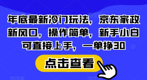 年底最新冷门玩法，京东家政新风口，操作简单，新手小白可直接上手，一单挣30【揭秘】-heixxmi