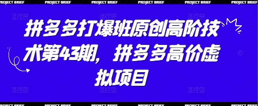 拼多多打爆班原创高阶技术第43期，拼多多高价虚拟项目-heixxmi