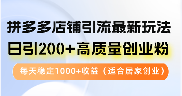 拼多多店铺引流最新玩法，日引200+高质量创业粉，每天稳定1000+收益(...-heixxmi