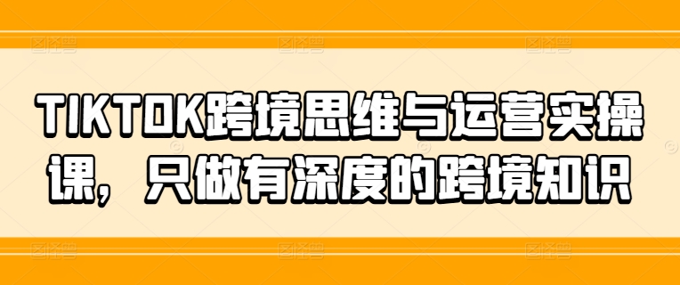 TIKTOK跨境思维与运营实操课，只做有深度的跨境知识-heixxmi
