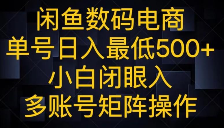 闲鱼数码电商，单号日入最低500+，小白闭眼入，多账号矩阵操作-heixxmi