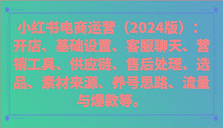 小红书电商运营(2024版)：开店、设置、供应链、选品、素材、养号、流量与爆款等-heixxmi
