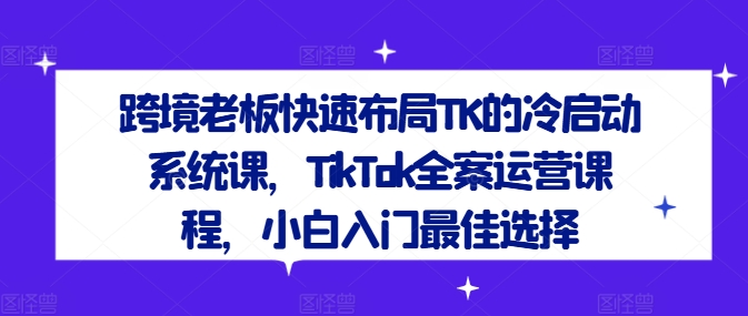 跨境老板快速布局TK的冷启动系统课，TikTok全案运营课程，小白入门最佳选择-heixxmi