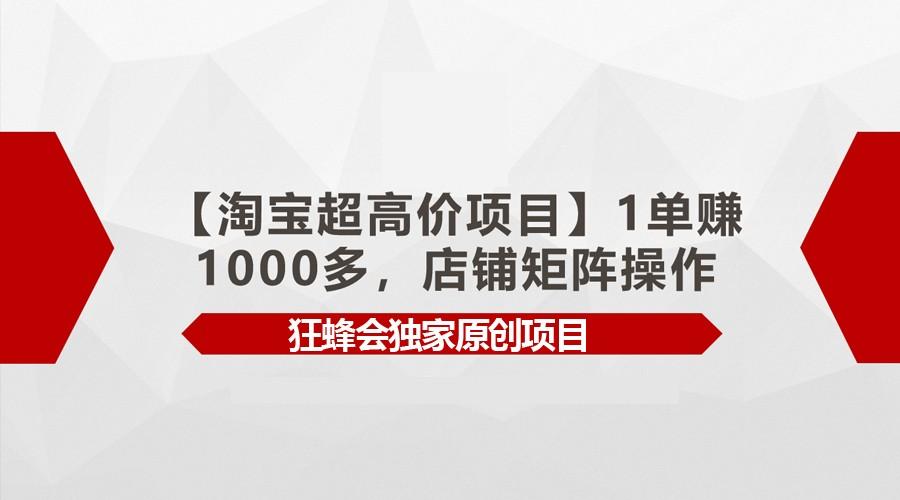 【淘宝超高价项目】1单赚1000多，店铺矩阵操作-heixxmi