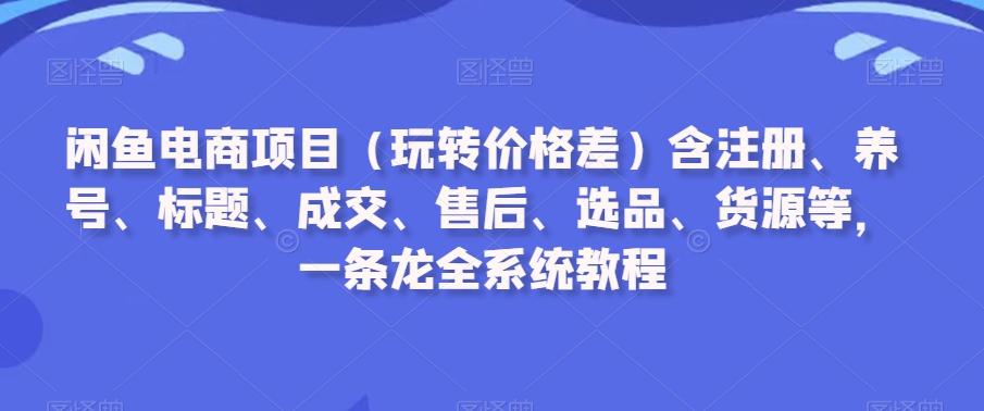 闲鱼电商项目(玩转价格差)含注册、养号、标题、成交、售后、选品、货源等，一条龙全系统教程-heixxmi