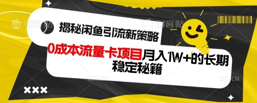 揭秘闲鱼引流新策略：0成本流量卡项目，月入1W+的长期稳定秘籍-heixxmi
