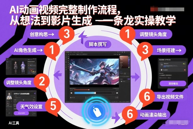 AI动画视频完整制作流程，从想法到影片生成一条龙实操教学-heixxmi
