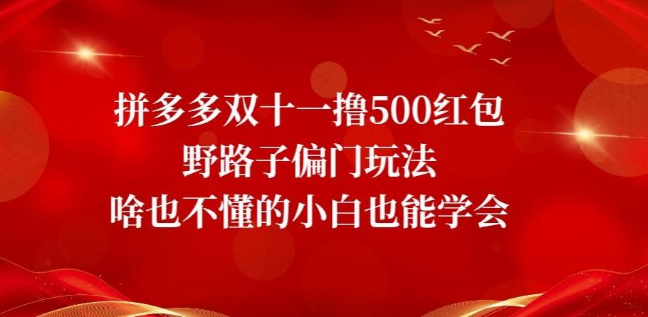 拼多多双十一撸500红包野路子偏门玩法，啥也不懂的小白也能学会【揭秘】-heixxmi