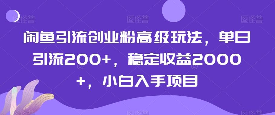 闲鱼引流创业粉高级玩法，单日引流200+，稳定收益2000+，小白入手项目-heixxmi