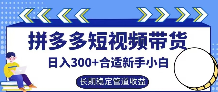 拼多多短视频带货日入300+有长期稳定被动收益，合适新手小白【揭秘】-heixxmi