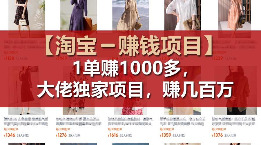 【淘宝赚钱项目】1单可赚1000多，大佬独家项目，年赚几百万-heixxmi