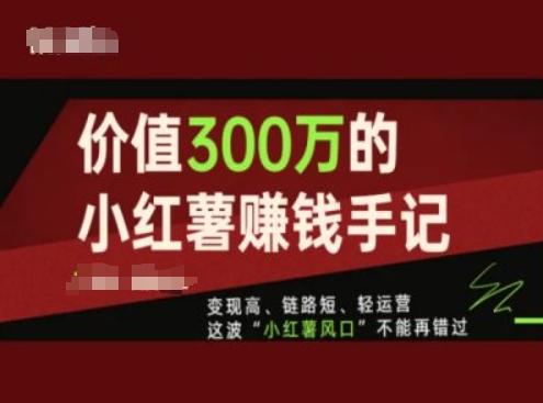 价值300万的小红书赚钱手记，变现高、链路短、轻运营，这波“小红薯风口”不能再错过-heixxmi