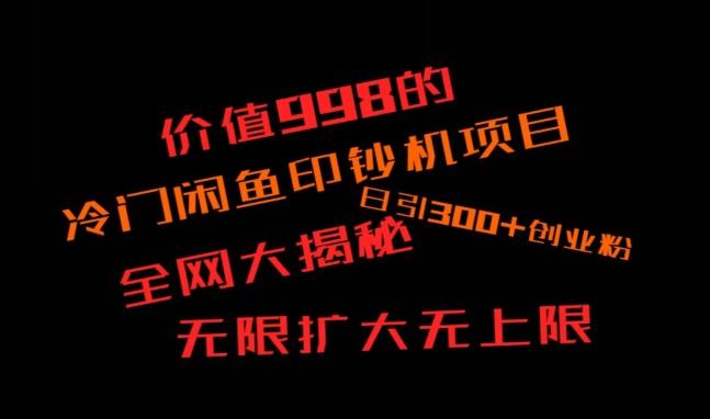 闲鱼流量印钞机项目大揭秘，日引300+创业粉，保姆级实操教程-heixxmi