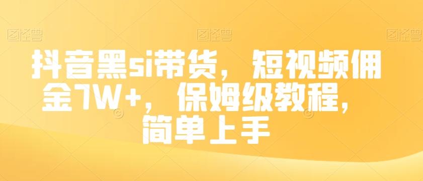 抖音黑si带货，短视频佣金7W+，保姆级教程，简单上手【揭秘】-heixxmi