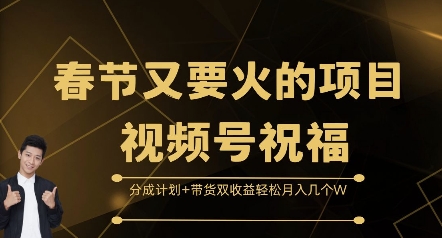 春节又要火的项目视频号祝福，分成计划+带货双收益，轻松月入几个W【揭秘】-heixxmi