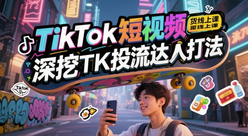 TikTok短视频带货线上课，深挖TK投流达人打法-heixxmi