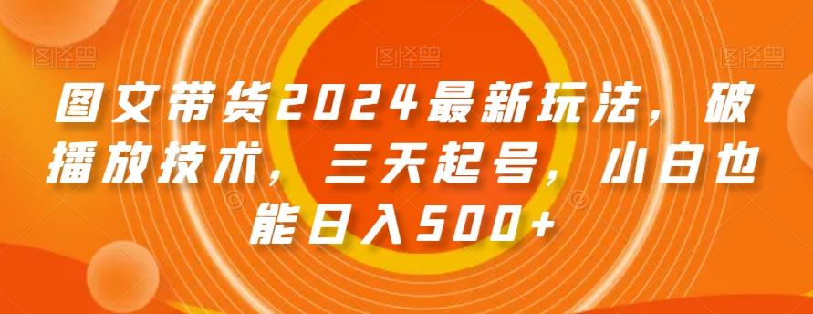 图文带货2024最新玩法，破播放技术，三天起号，小白也能日入500+【揭秘】-heixxmi
