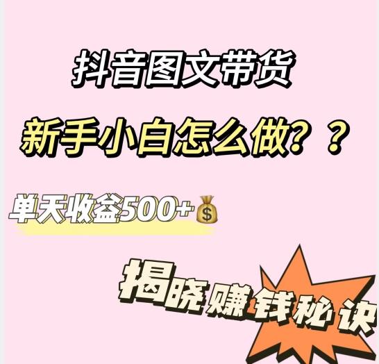 抖音图文带货，新手小白怎么做？单天收益500+【揭秘赚钱秘诀】-heixxmi