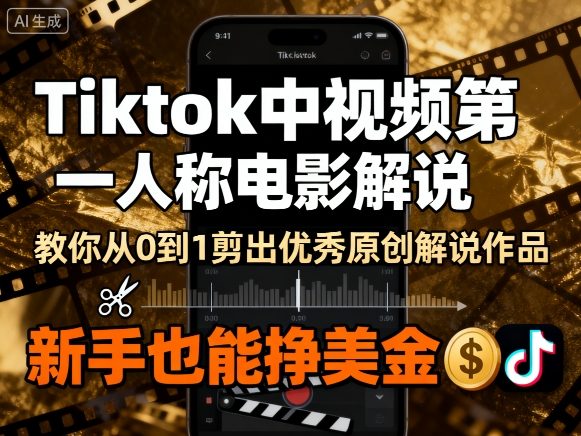 Tiktok中视频第一人称电影解说，教你从0到1剪出一个优秀的原创解说作品，新手也能挣美金-heixxmi
