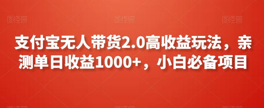 支付宝无人带货2.0高收益玩法，亲测单日收益1000+，小白必备项目【揭秘】-heixxmi
