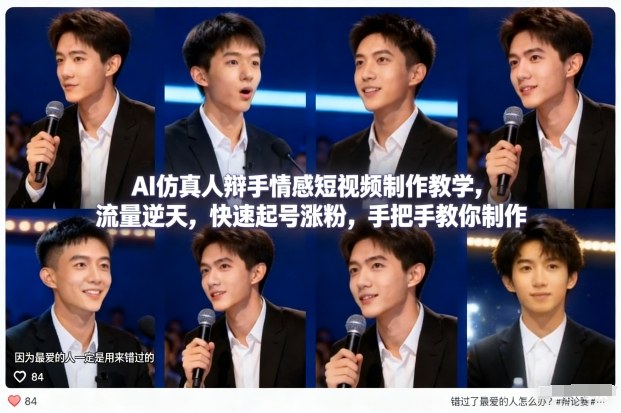 AI仿真人辩手情感短视频制作教学，流量逆天，快速起号涨粉，手把手教你制作-heixxmi