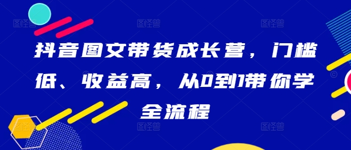 抖音图文带货成长营，门槛低、收益高，从0到1带你学全流程-heixxmi