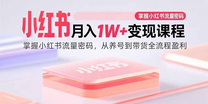 小红书月入1W+变现课程：掌握小红书流量密码，从养号到带货全流程盈利-heixxmi
