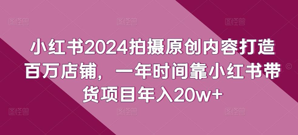 小红书2024拍摄原创内容打造百万店铺，一年时间靠小红书带货项目年入20w+-heixxmi