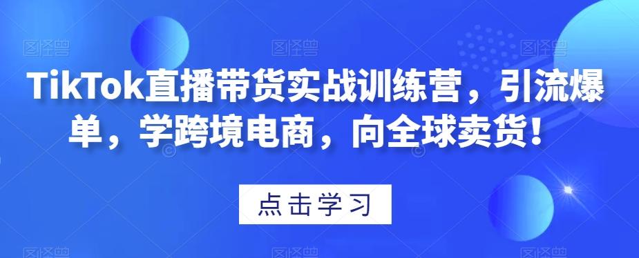 TikTok直播带货实战训练营，引流爆单，学跨境电商，向全球卖货！-heixxmi