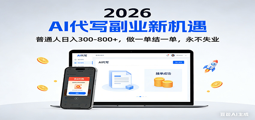2026 副业首选！AI 代写日入 300-800，普通人0门槛，做一单结一单！-heixxmi