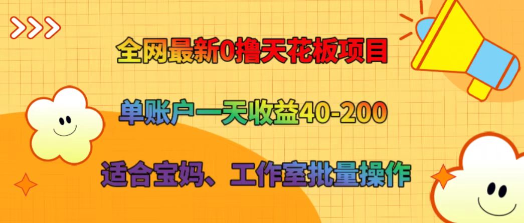 全网最新0撸天花板项目 单账户一天收益40-200 适合宝妈、工作室批量操作-heixxmi