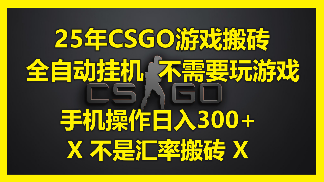 25年CSGO游戏搬砖，全自动挂机，不需要玩游戏，手机操作日入300+。(不...-heixxmi