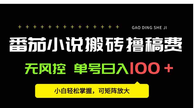 番茄小说创作人搬砖赚稿费，无风控单号日入100＋，小白轻松掌握，可矩...-heixxmi