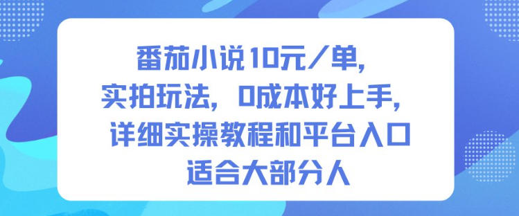 番茄小说10米每单，实拍玩法，0成本好上手，详细实操教程和平台入口适合大部分人-heixxmi