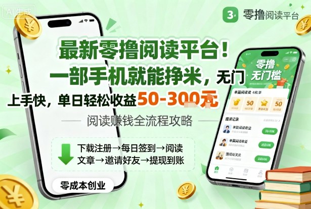 最新零撸阅读平台！一部手机就能挣米，无门槛上手快，单日轻松收益50-3张【揭秘】-heixxmi